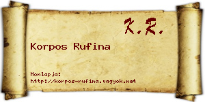 Korpos Rufina névjegykártya
